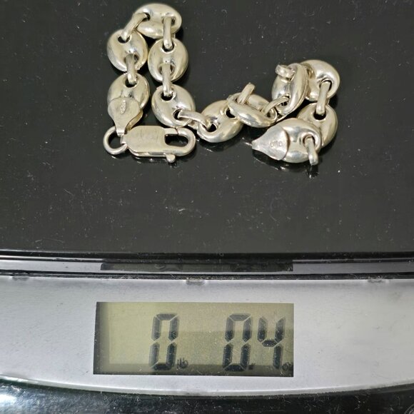 VTG Sterling Silver Bracelet Mariner Anchor Link Chain Hollow Puffy 7" 925 Italy - Picture 9 of 9